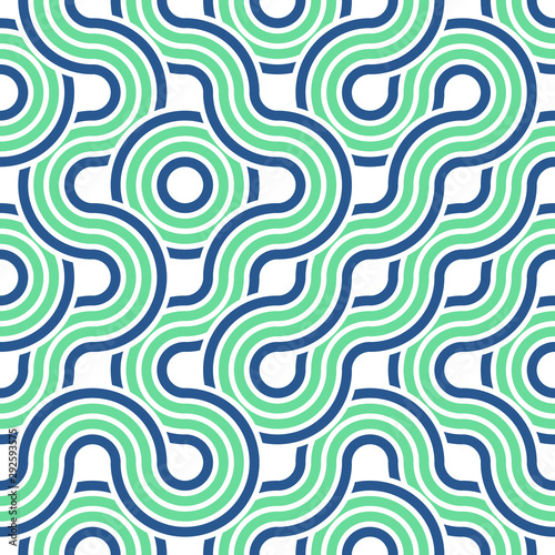 Seamless geometric wallpaper. Mosaic template pattern made of circling lines. For any design purposes.