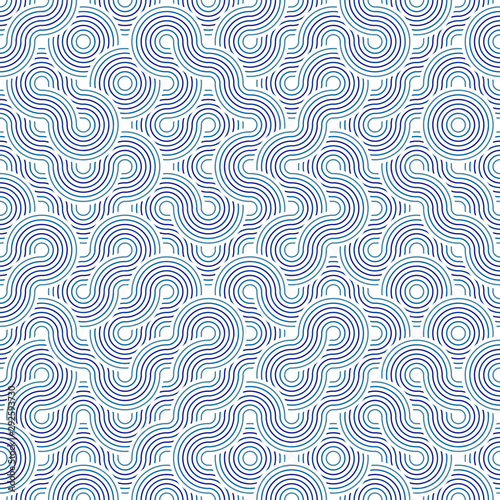 Abstract seamless pattern. Colorful geometric background with circling lines.