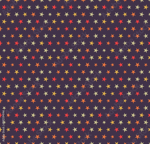 Abstract seamless background pattern with colorful stars. Mosaic texture for prints, textile, fabric, package, cover, greeting cards.