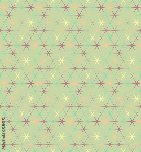 Seamless geometric pattern with hexagons and triangles. Textile printing, fabric, package, cover, greeting cards.