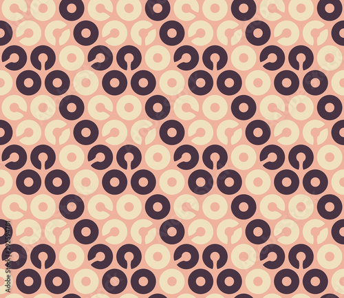 Seamless geometric wallpaper. Mosaic template pattern made of connected circles. For any design purposes.