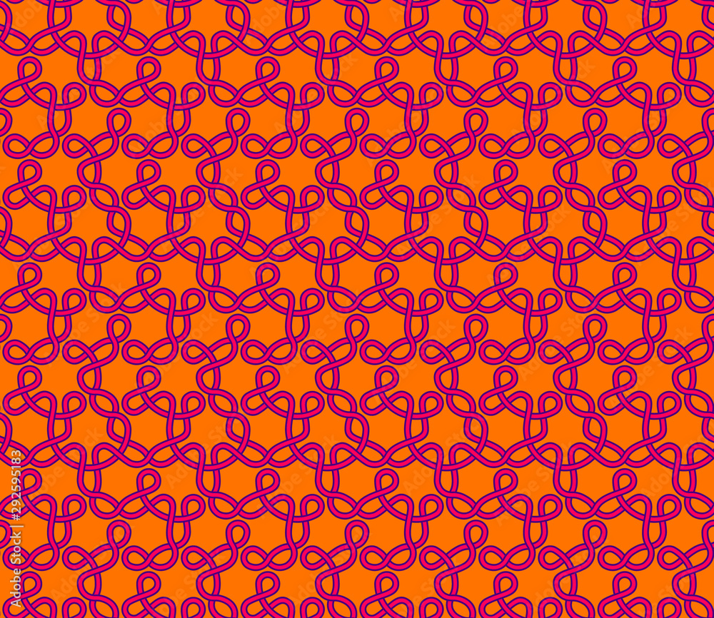 Seamless geometric pattern with knots. Textile printing, fabric, package, cover, greeting cards.