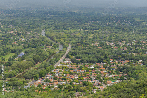 Aerial view of Valley of Calamuchita, Córdoba, Argentina
