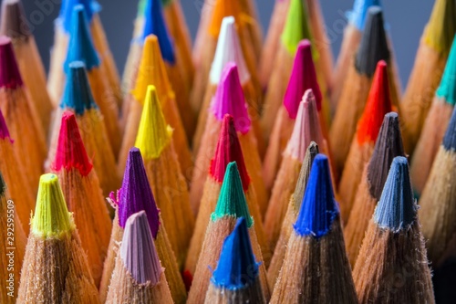 Fototapeta Closeup of sharpened pencils of different colors