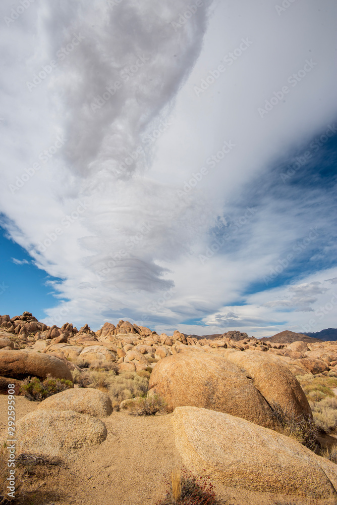Lenticular cloud formations known as the Sierra Wave