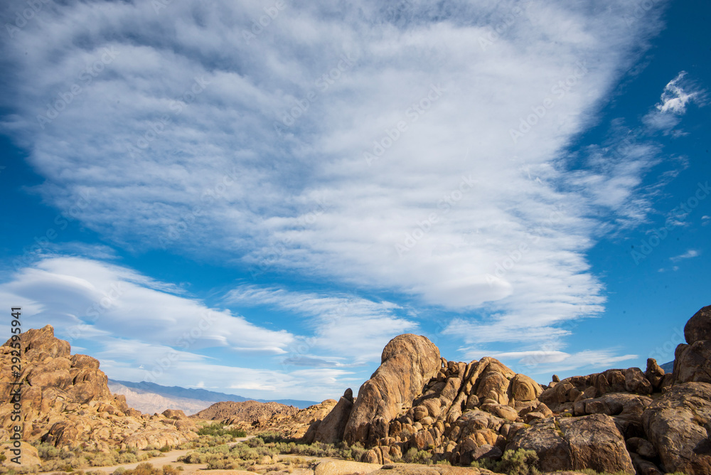 Lenticular cloud formations known as the Sierra Wave