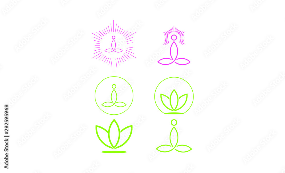 Yoga Logo abstract Man or woman sitting Lotus pose design vector template Linear style. SPA Beauty Healthcare Zen Harmony Logotype concept icon monoline Yoga Logo abstract Man or woman sitting Lotus pose design vector template Linear style. SPA Beauty Healthcare Zen Harmony Logotype concept icon monoline