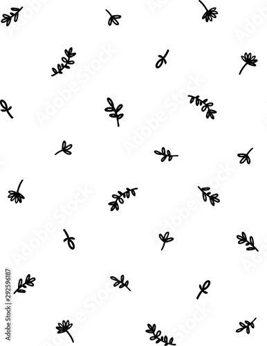 seamless pattern with simple black and white tiny fantasy flowers can be used in fabric design, for the background or wrap paper design