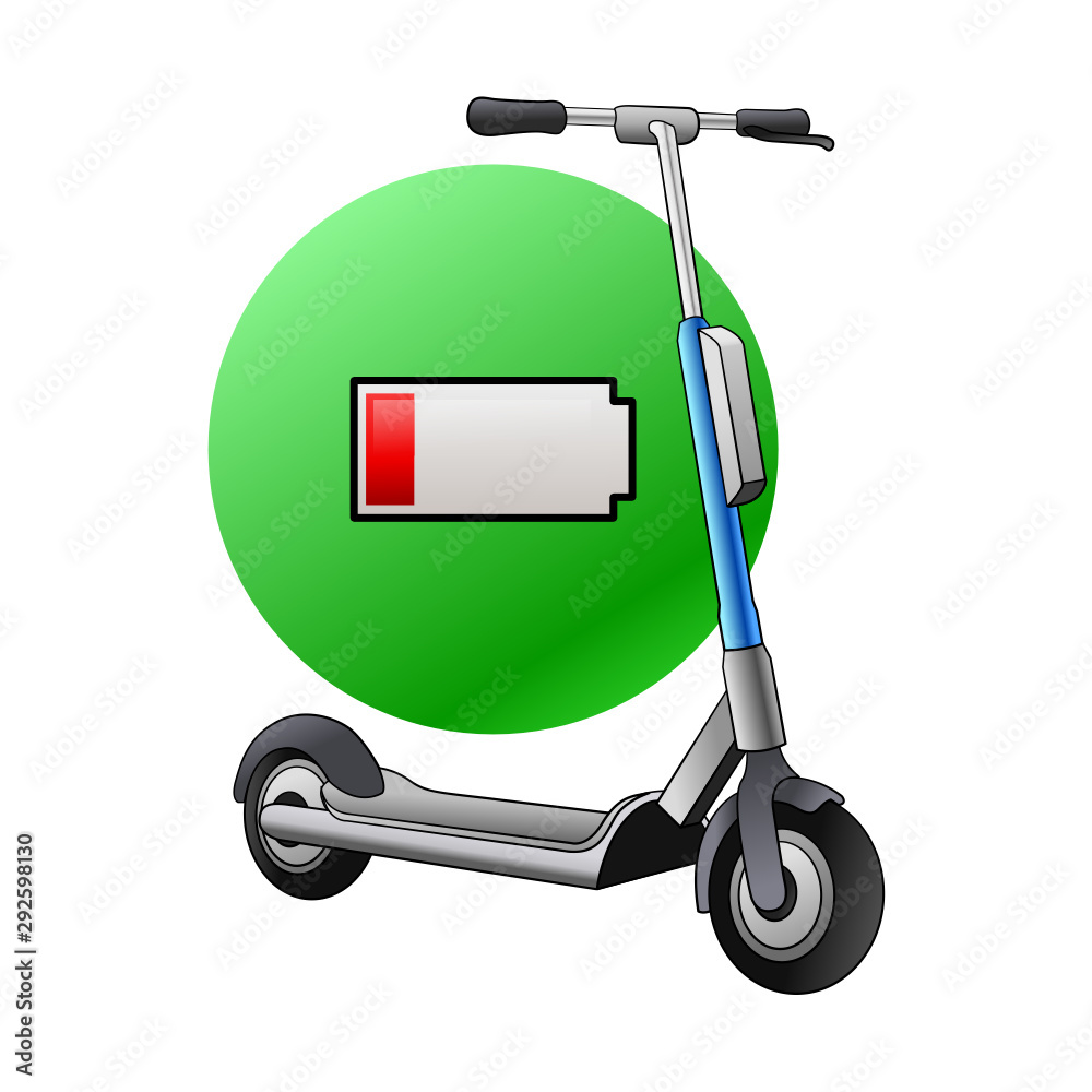 E-Scooter mit leerer Batterie Stock Vector | Adobe Stock