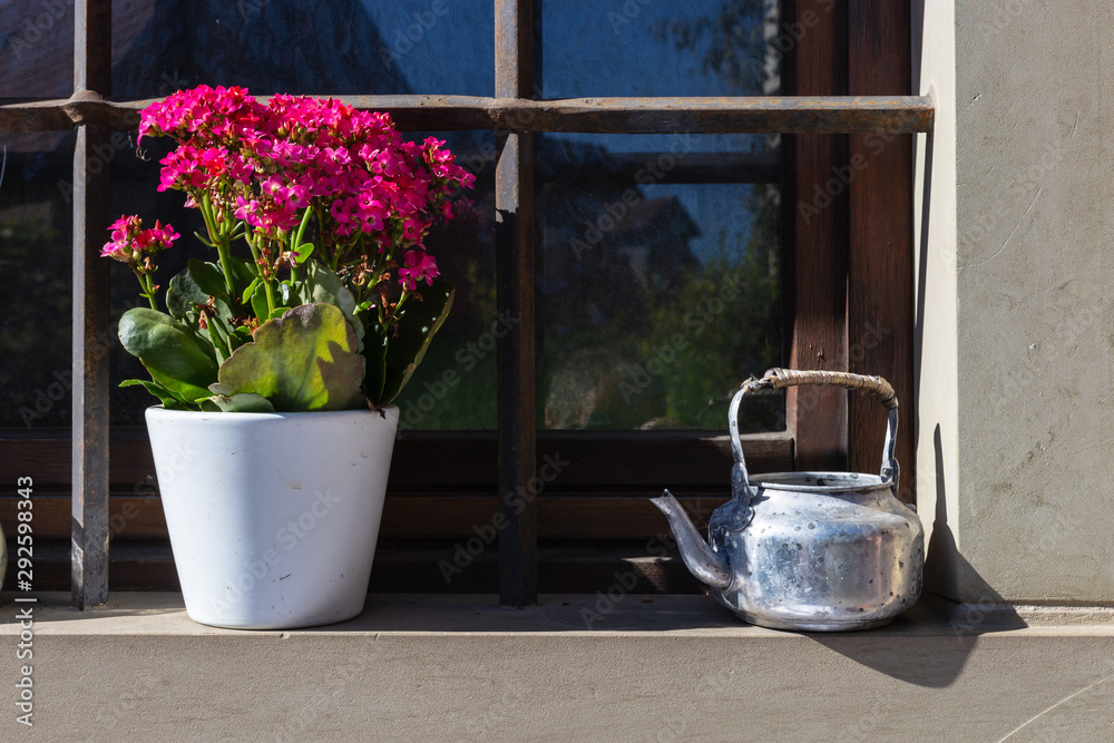 flower pot in german garden restaurant flower pot in german garden restaurant