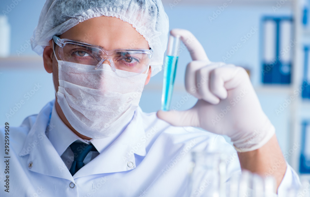 Female scientist researcher conducting an experiment in a labora