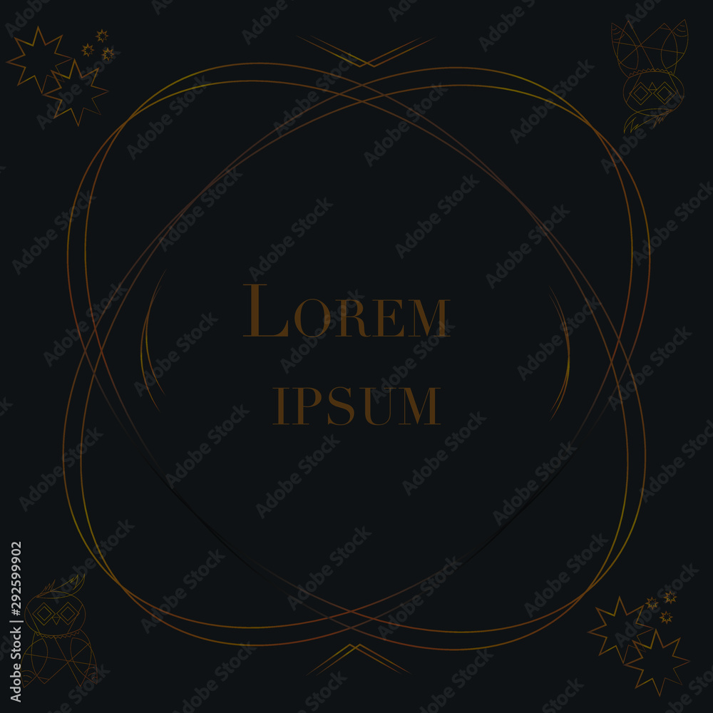 Vector card in golden colors. Decorative ornament to be printed on the covers of books, notebooks, planners, as background. May be taro cards or simple postcard