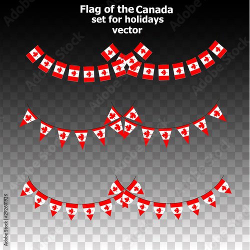 Flag of the Canada. Set for holidays. Bright background with flag of Canada . Happy Canada day background. Bright button with flag.