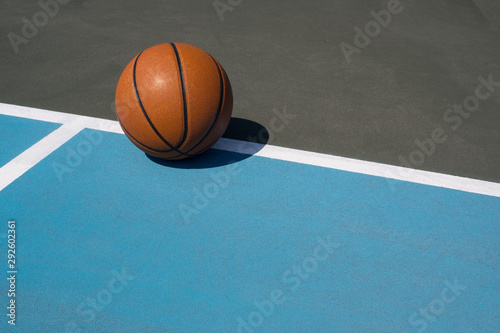 Basketball courtside on outdoor court