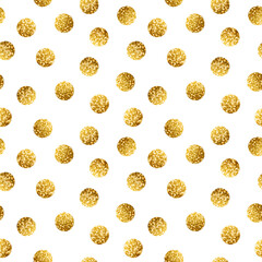 Canvas schilderij Glamour stijl patronen Gouden glitter confetti stippen wit  © Oleksandra