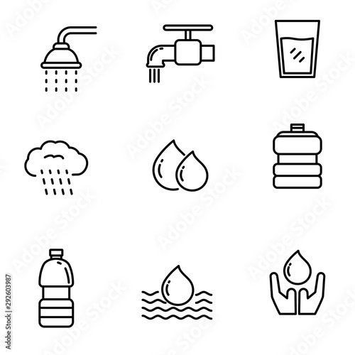 Set of water related icon with simple line design