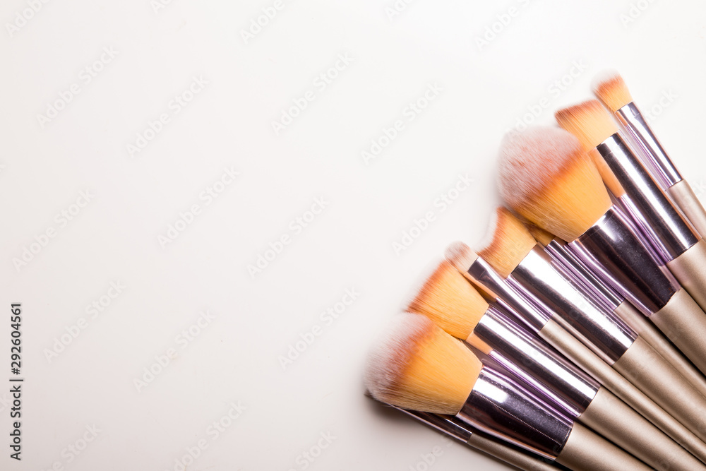 Set of makeup brushes isolated on white background Set of makeup brushes isolated on white background