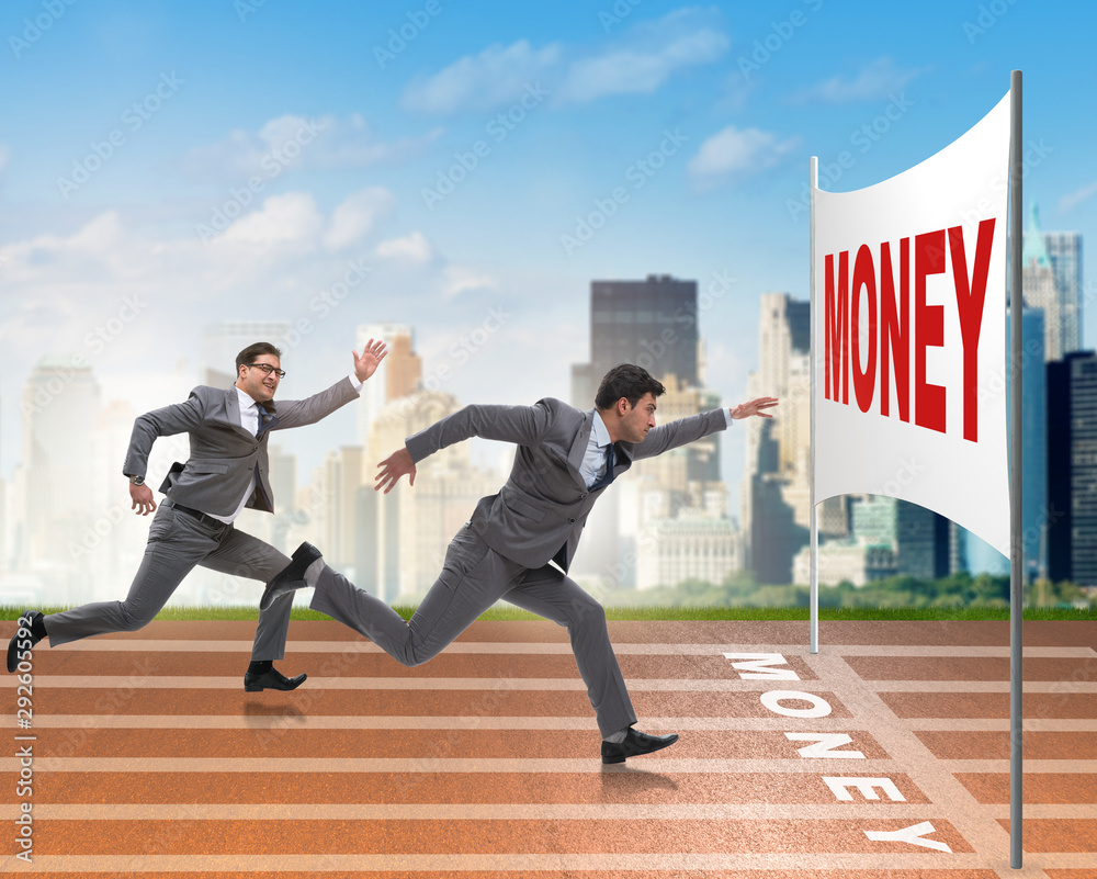 Business people running towards money goal Stock Photo Adobe Stock