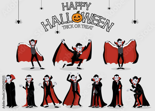 collection set of halloween monster costume dracula