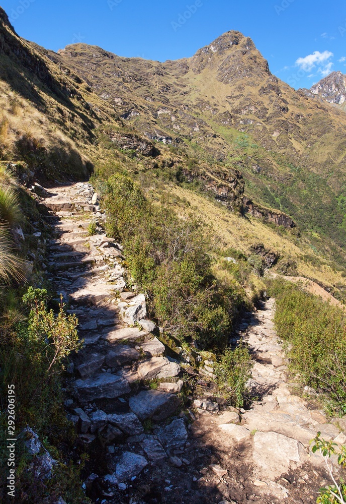 Inca trail, view from Choquequirao trekking trail