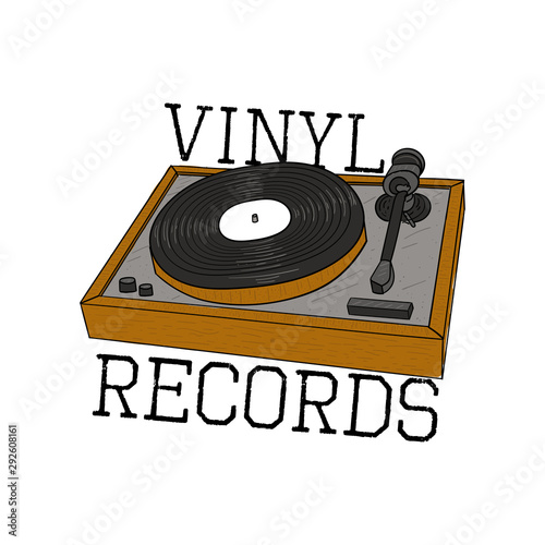 vinyl records music vintage illustration turntable