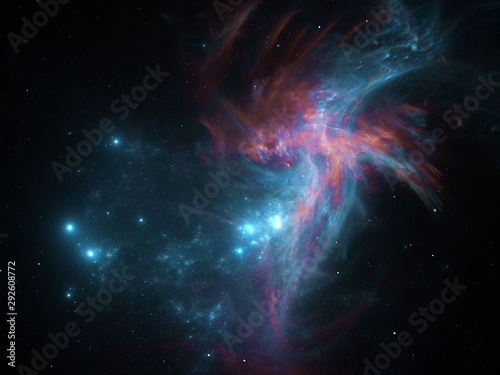 Illustration - Galaxies  Deep Space Nebula - starfield  stars and space dust scattered throughout the vast universe. Swirling cloud  burst of light  birth of stars  illustration  cosmic artwork.