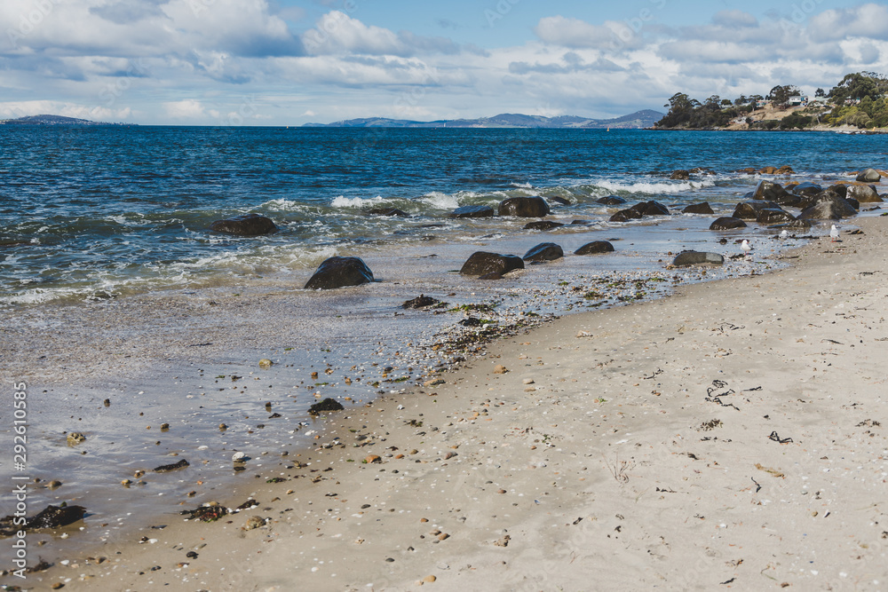 rugged and beautiful little beach in Tasmania Australia in the area of Taroona near Hobart