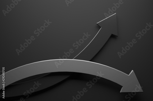 Stock Market Arrow Up Or Down On Dark Background
