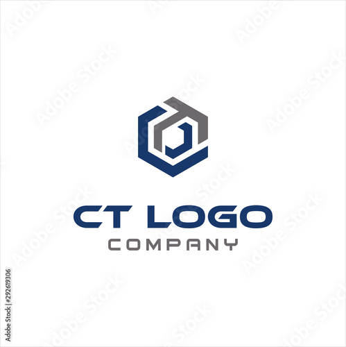 Abstract Hexagon  Letter C T  logo Building icon Design Vector Stock Illustration