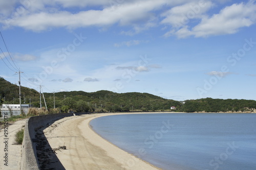 Sandy beach on a sunny day, the coast of Tamano, Okayama