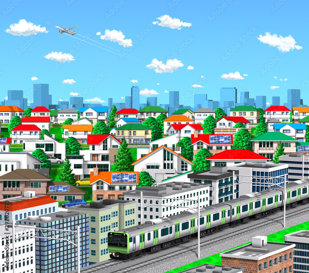 Tokyo cityscape with train in 3d rendering