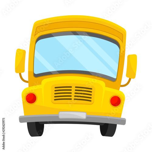 Yellow School Bus Leaning To The Left Side In Comic Stye
