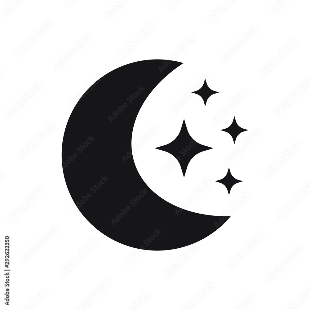 Moon with stars vector icon isolated on background. Moon with stars vector icon isolated on background.