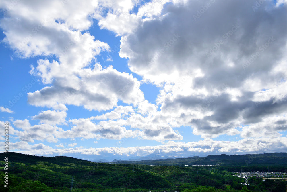 Summer scenery in Sendai. Funagata mountain range. Summer scenery in Sendai. Funagata mountain range.
