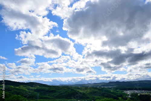 Summer scenery in Sendai. Funagata mountain range.