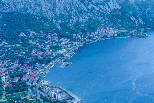 view of the Boka Kotor bay and its islands from above