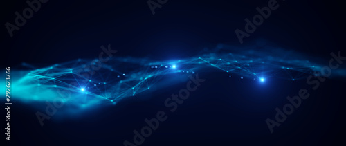 Block chain network/Block chain network concept , Distributed register technology, background made of line, circles and particles. 3D Rendering