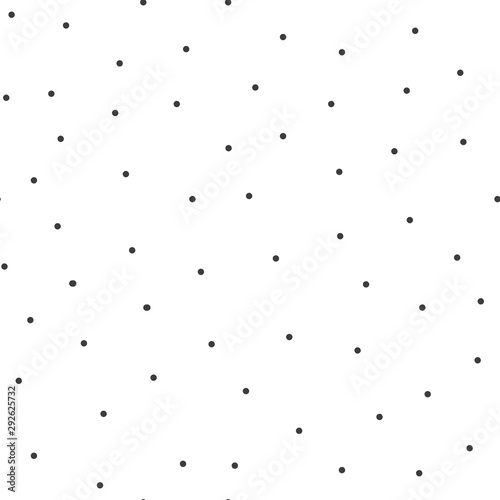Black round spots texture. Circles embroidery background. Polka dot motif. Seamless surface pattern design with circular ornament. Digital paper with dots for textile print, web designing. Vector art.