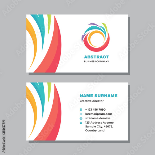 Business visit card template with logo - concept design. Abstract positive shapes branding. Vector illustration.  © serkorkin