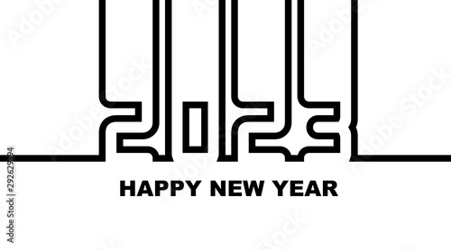 Year 2023 - simple greeting card, invitation, flyer, poster or design element - black outline - vector