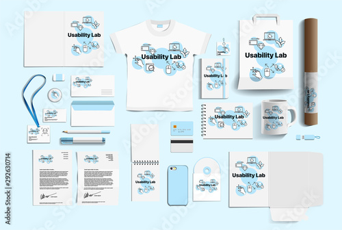 Corporate identity of the company. Stock vector mockup set. Template design elements company. Illustration of a set of design templates for business company. Stationery branding design template kit