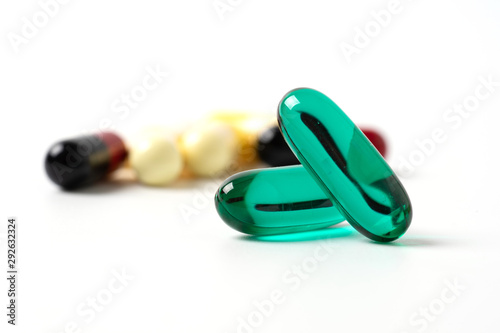 Assorted pills multicolored isolated.