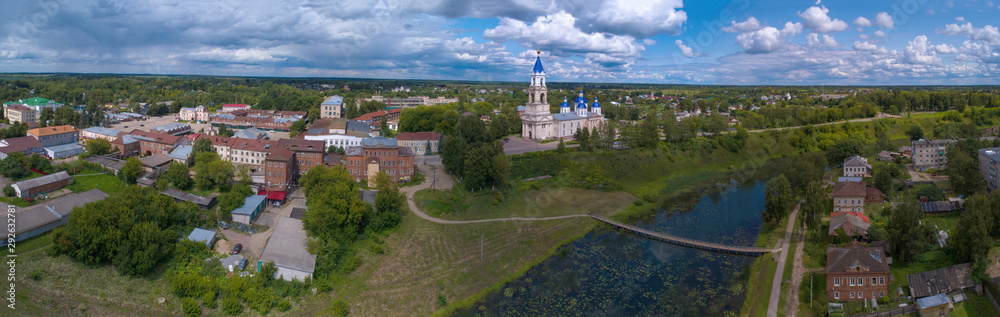 Panorama of the city of Kashin on a July day (aerial photography) Tver region, Russia