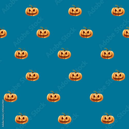 Halloween seamless pattern with orange pumpkin