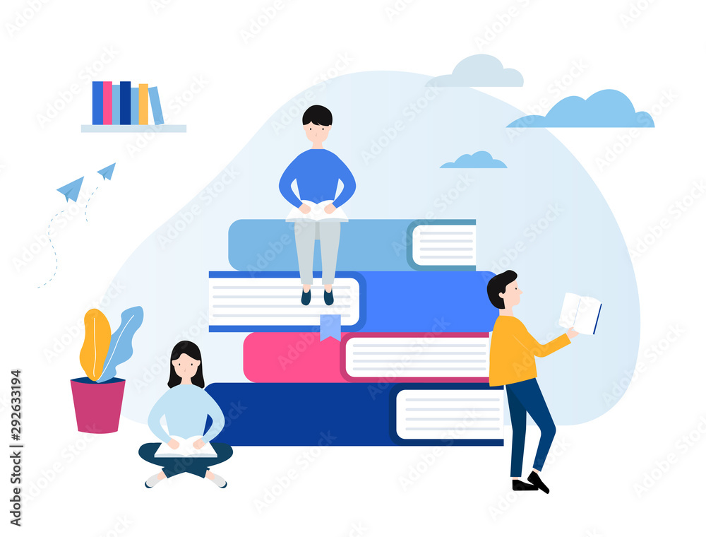 Education concept flat vector illustration with people. Education concept flat vector illustration with people.
