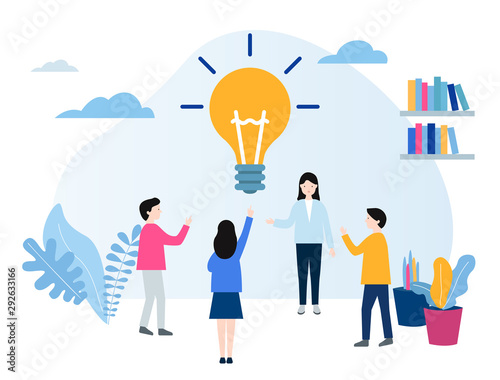 Education concept flat vector illustration with people.