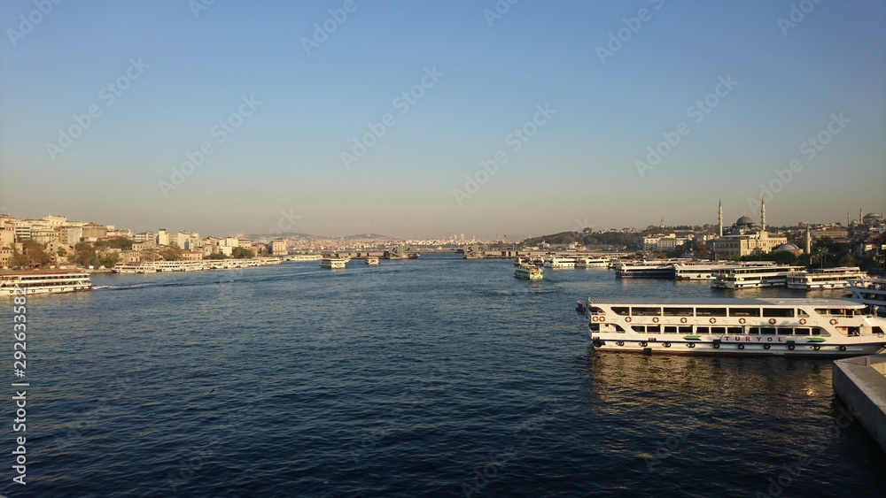 boats at harbor in golden horn gulf in Istanbul