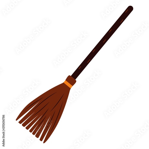 Witch Broom. Illustration of isolated cartoon on white background. Cleaning and moving equipment vector. Broom stick