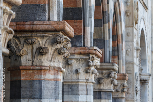 Exterior decoration of Como Cathedral church, Italy