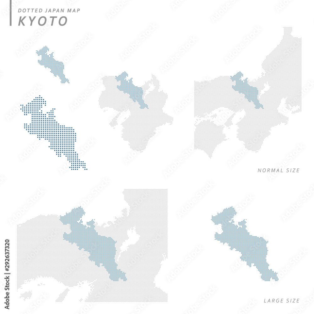 dotted Japan map, Kyoto dotted Japan map, Kyoto